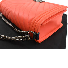 Load image into Gallery viewer, CHANEL Medium Boy Flap Chevron Quilted Calfskin Shoulder Bag Red
