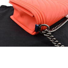 Load image into Gallery viewer, CHANEL Medium Boy Flap Chevron Quilted Calfskin Shoulder Bag Red
