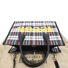 Load image into Gallery viewer, GUCCI Iccug Checked Embroidered Canvas Tote Bag Multicolor 659983
