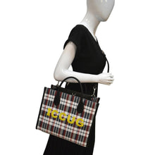 Load image into Gallery viewer, GUCCI Iccug Checked Embroidered Canvas Tote Bag Multicolor 659983
