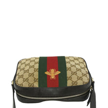 Load image into Gallery viewer, GUCCI Bee Web GG Canvas Camera Crossbody Bag Beige upper look
