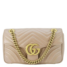 Load image into Gallery viewer, GUCCI GG Marmont Small Diagonal Matelasse Leather Crossbody Bag Porcelain Rose front look
