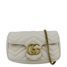 Load image into Gallery viewer, GUCCI GG Marmont Super Mini  Matelasse Leather Crossbody Bag White front side look
