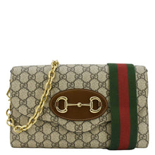 Load image into Gallery viewer, GUCCI Horsebit 1955 Small GG Supreme Canvas Beige Shoulder Bag front side look
