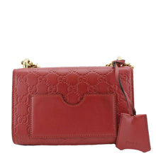 Load image into Gallery viewer, GUCCI Signature Padlock Leather Top Handle Red Shoulder Bag back look
