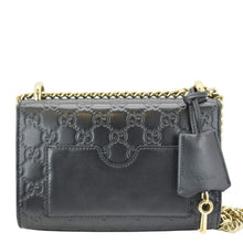 Load image into Gallery viewer, GUCCI Signature Padlock Leather Top Handle Shoulder Bag Black back look
