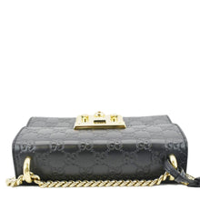 Load image into Gallery viewer, GUCCI Signature Padlock Leather Top Handle Shoulder Bag Black upper look
