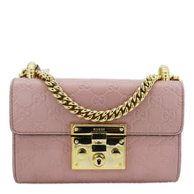 Load image into Gallery viewer, GUCCI Signature Padlock Leather Top Handle Shoulder Bag Pink front side
