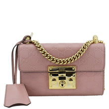 Load image into Gallery viewer, GUCCI Signature Padlock Leather Top Handle Shoulder Bag Pink front look
