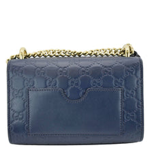 Load image into Gallery viewer, Gucci Signature Padlock Leather Top Handle Blue Shoulder Bag back look
