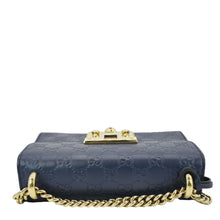 Load image into Gallery viewer, Gucci Signature Padlock Leather Top Handle Blue Shoulder Bag upper look

