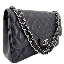 Load image into Gallery viewer, CHANEL Classic Jumbo Double Flap Quilted Caviar Leather Shoulder Bag Black
