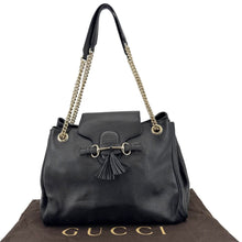Load image into Gallery viewer, GUCCI Emily Pebbled Leather Chain Shoulder Bag Black 336757
