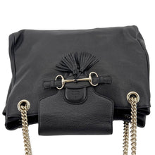 Load image into Gallery viewer, GUCCI Emily Pebbled Leather Chain Shoulder Bag Black 336757
