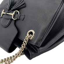 Load image into Gallery viewer, GUCCI Emily Pebbled Leather Chain Shoulder Bag Black 336757
