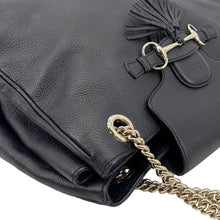 Load image into Gallery viewer, GUCCI Emily Pebbled Leather Chain Shoulder Bag Black 336757
