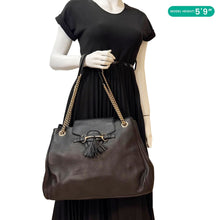 Load image into Gallery viewer, GUCCI Emily Pebbled Leather Chain Shoulder Bag Black 336757
