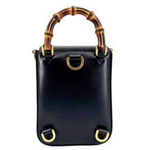 Load image into Gallery viewer, GUCCI Bamboo 3Way Calfskin Leather Shoulder Bag Black 702106
