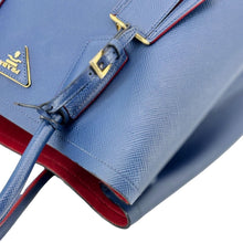Load image into Gallery viewer, PRADA Double Handle Medium Saffiano Leather Shoulder Bag Navy Blue
