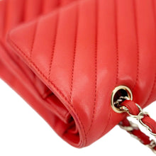 Load image into Gallery viewer, CHANEL Classic Double Flap Medium Chevron Leather Shoulder Bag Orange
