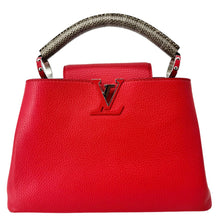 Load image into Gallery viewer, LOUIS VUITTON Capucines BB Python Handle Leather Satchel Shoulder Bag Red
