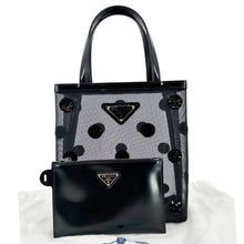 Load image into Gallery viewer, PRADA Ricamo Rete Polka Dot Mesh Tote BLack
