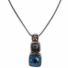 Load image into Gallery viewer, DAVID YURMAN Chiclet Small Sterling Silver Triple Drop Pendant Blue Topaz Necklace
