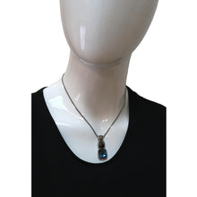 Load image into Gallery viewer, DAVID YURMAN Chiclet Small Sterling Silver Triple Drop Pendant Blue Topaz Necklace
