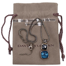 Load image into Gallery viewer, DAVID YURMAN Chiclet Small Sterling Silver Triple Drop Pendant Blue Topaz Necklace
