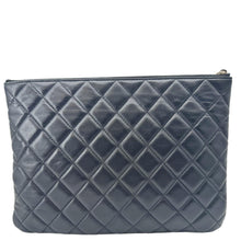 Load image into Gallery viewer, CHANEL Camellia O Case Medium Quilted Leather Clutch Black
