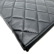 Load image into Gallery viewer, CHANEL Camellia O Case Medium Quilted Leather Clutch Black

