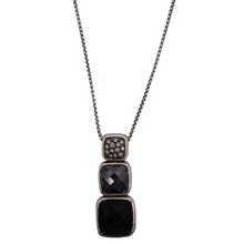 Load image into Gallery viewer, DAVID YURMAN Chiclet Small Sterling Silver Triple Drop Pendant Black
