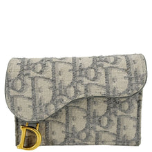 Load image into Gallery viewer, CHRISTIAN DIOR Saddle Oblique Canvas Card Holder Gray
