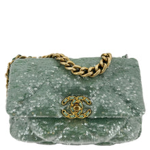 Load image into Gallery viewer, CHANEL 19 Flap Medium Sequins Shoulder Bag Green

