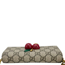 Load image into Gallery viewer, GUCCI Cherry Mini GG Supreme Canavs Chain Wallet Beige 481291
