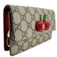 Load image into Gallery viewer, GUCCI Cherry Mini GG Supreme Canavs Chain Wallet Beige 481291
