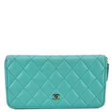 Load image into Gallery viewer, CHANEL Zip Around Quilted Caviar Leather Wallet Turquoise

