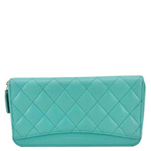 Load image into Gallery viewer, CHANEL Zip Around Quilted Caviar Leather Wallet Turquoise

