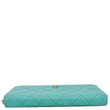 Load image into Gallery viewer, CHANEL Zip Around Quilted Caviar Leather Wallet Turquoise
