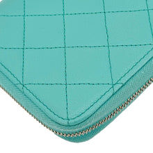 Load image into Gallery viewer, CHANEL Zip Around Quilted Caviar Leather Wallet Turquoise
