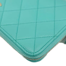 Load image into Gallery viewer, CHANEL Zip Around Quilted Caviar Leather Wallet Turquoise
