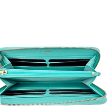 Load image into Gallery viewer, CHANEL Zip Around Quilted Caviar Leather Wallet Turquoise
