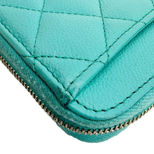 Load image into Gallery viewer, CHANEL Zip Around Quilted Caviar Leather Wallet Turquoise
