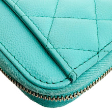 Load image into Gallery viewer, CHANEL Zip Around Quilted Caviar Leather Wallet Turquoise

