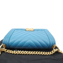 Load image into Gallery viewer, CHANEL Medium Boy Flap Chevron Quilted Calfskin Shoulder Bag Blue
