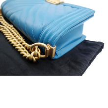 Load image into Gallery viewer, CHANEL Medium Boy Flap Chevron Quilted Calfskin Shoulder Bag Blue
