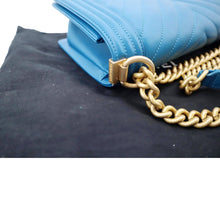 Load image into Gallery viewer, CHANEL Medium Boy Flap Chevron Quilted Calfskin Shoulder Bag Blue
