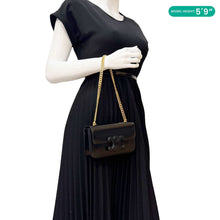 Load image into Gallery viewer, CELINE Triomphe Claude Shiny Leather Chain Shoulder Bag Black
