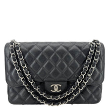 Load image into Gallery viewer, CHANEL Classic Jumbo Double Flap Quilted Caviar Leather Shoulder Bag Black
