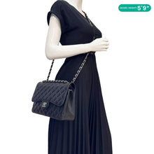 Load image into Gallery viewer, CHANEL Classic Jumbo Double Flap Quilted Caviar Leather Shoulder Bag Black

